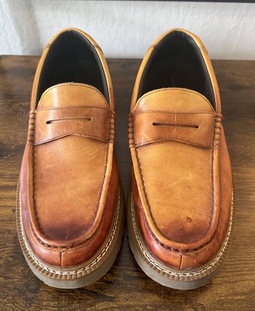 Rockport Men’s 9 Leather Slip On Brown Loafers Trutech Comfort Casual Shoes